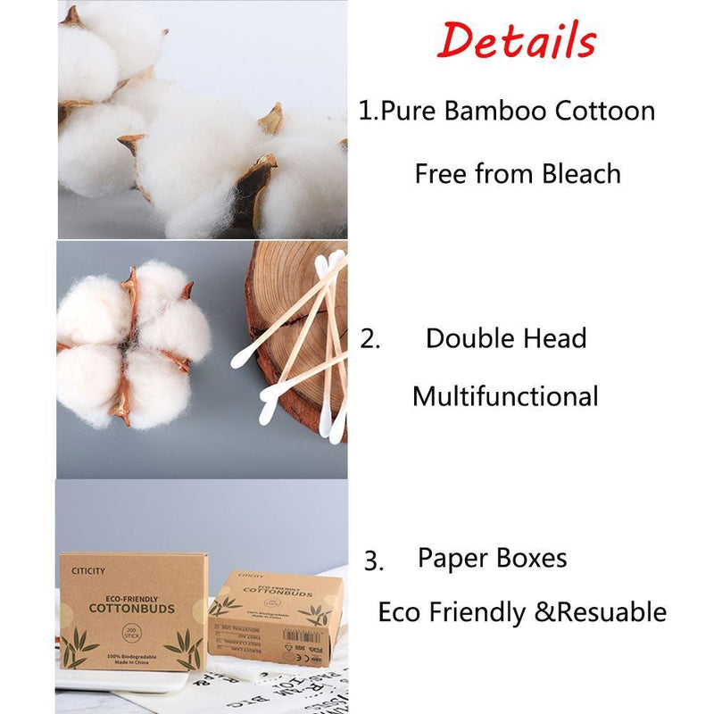 Wooden Nose Ears Cleaning Sticks Ear Swab Cotton Buds Bamboo Cotton Swab