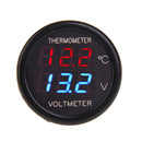 DF-01-TV 2IN1 Car Battery Monitor Voltmeter Thermometer Blue Digit Display Newly