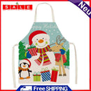 Merry Christmas Linen Apron Durable Washable Neck Apron Kitchen Accessories