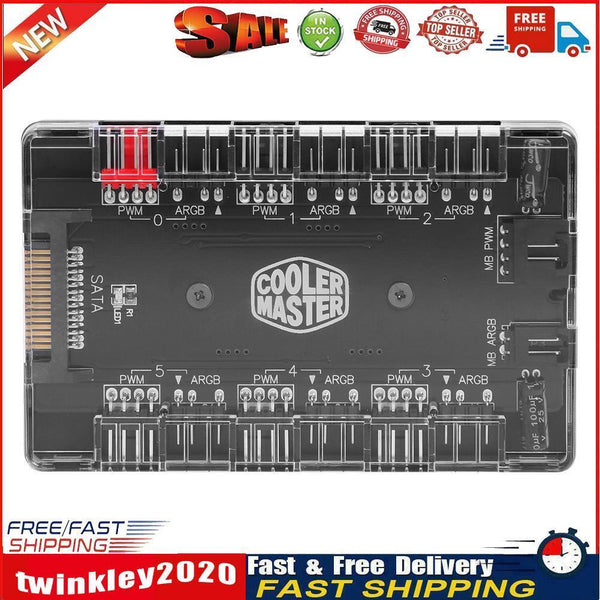 1 to 6 PWM ARGB Fan HUB Splitter 4 Pin PWM 3 Pin Addressable RGB Adapter Newly