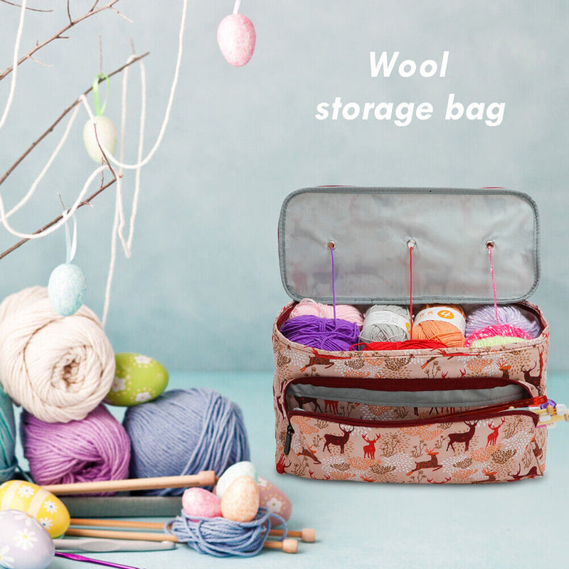 Oxford Cloth Printing Wool Crochet Storage Tote Knitting Yarn Bag (A Deer) Newly