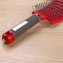 Plastic Nylon Anti-Static Hair Brush Curved Row Scalp Massager Comb (Red) Newly
