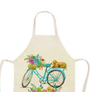 Kitchen Linen Apron Bike Print Home Restaurant Cooking Baking Bib Oil-proof