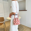 #A Shoulder Bag Leather Crossbody Bags Love Heart Embroidered Handbag Bucket Tra