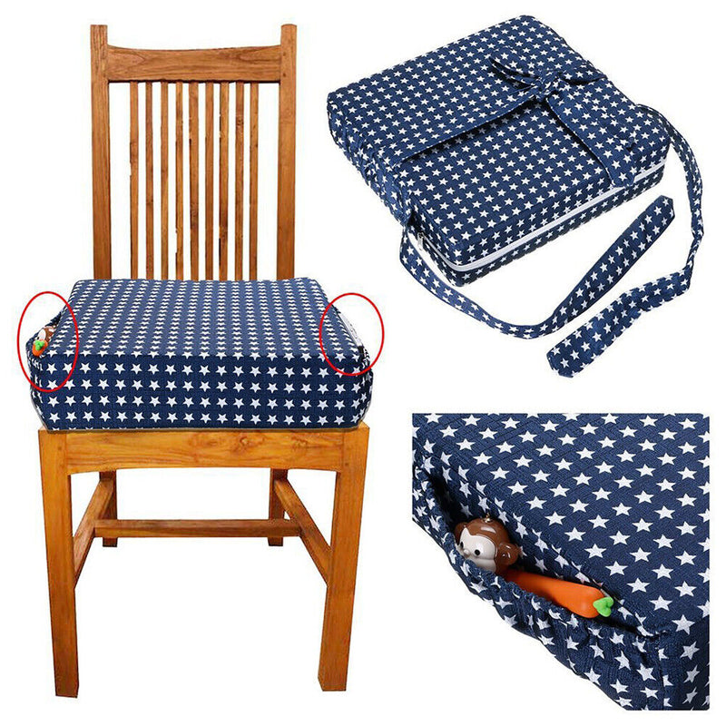 Removable Kids Chair Lifting Cushion Print Increased Seat Booster (Blue) Newly