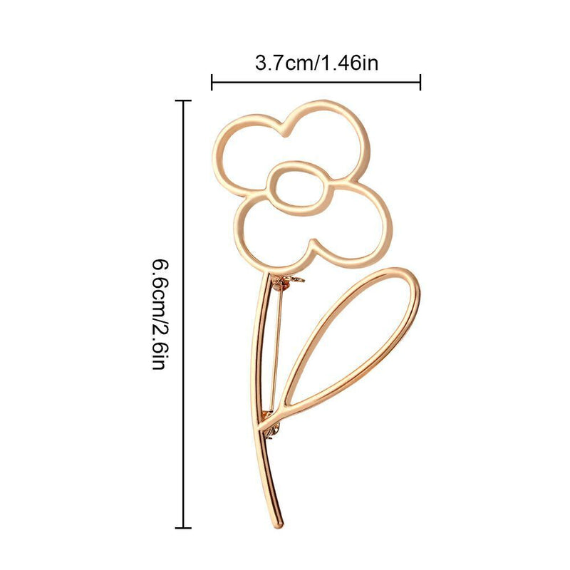 Women Scarf Buckle Lapel Simple Pin Flower Brooch Alloy Hollow Fashion
