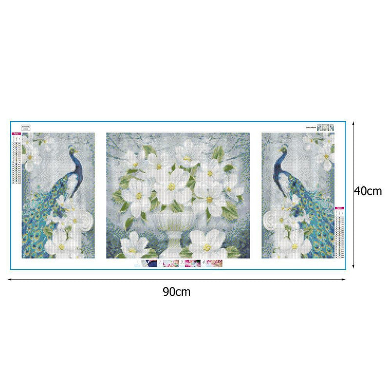 3pcs 5D DIY Full Drill Diamond Painting Peacock Cross Stitch Embroidery Needl