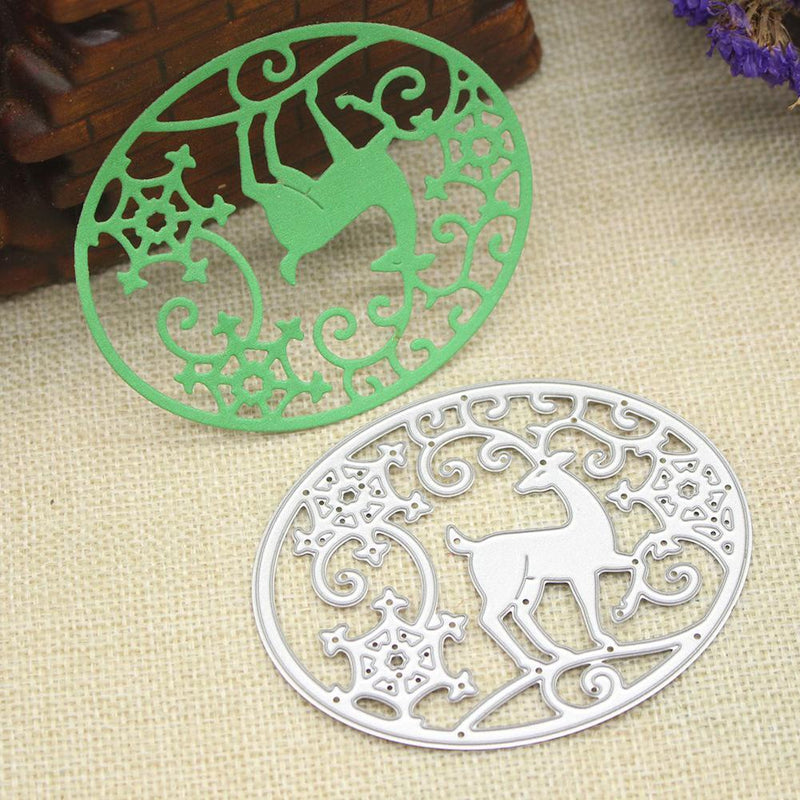 Hot Christmas Deer Oval Style DIY Punching Molds Stencil Scrapbooking Album