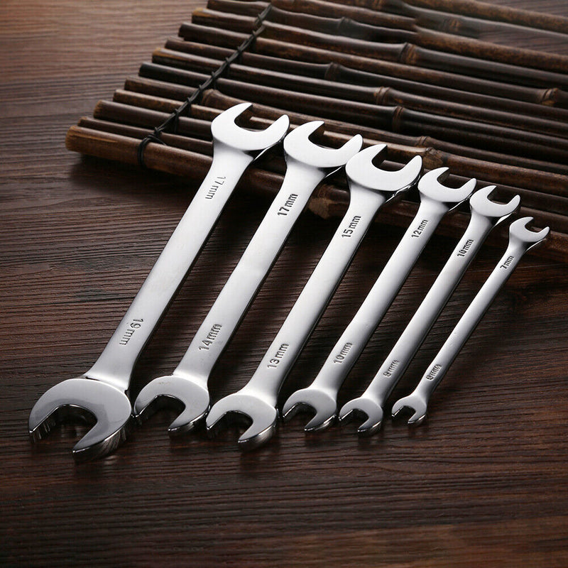 6pcs Wrench Kit Dual Open End Ratchet Combination Repair Spanners Hand Tool Set