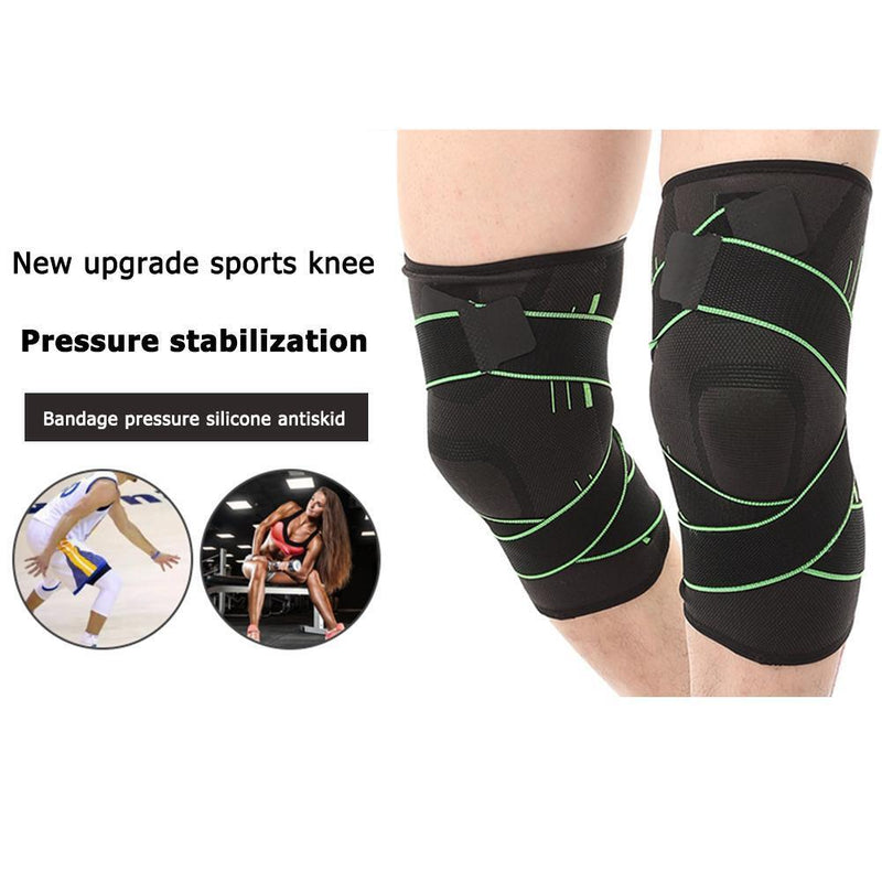 1pc Fitness Running Bandage Elastic Sports Knee Support Brace (Green M) Newly