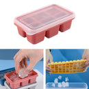 Soft Bottom Square Shape Ice Maker Silicone Ice Cube Mold with Lid DIY Desert