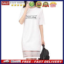 Women Lace Splicing Short Sleeve Dress O Neck Letter Print Female Shirt Dresses