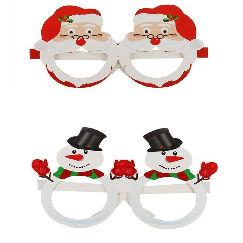 Year Navidad Christmas Glasses Paper Glasses Frame Xmas Tree Elk Santa Claus