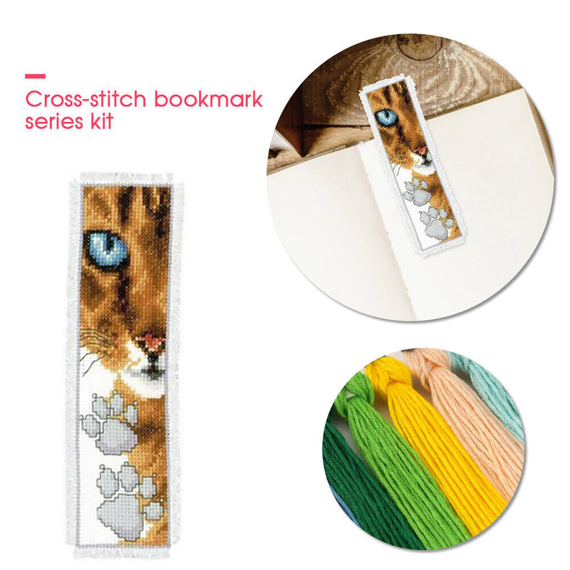 2pcs Animal 2-Strand 14CT Counted Cross Stitch Bookmarks (Cat- XJL019)