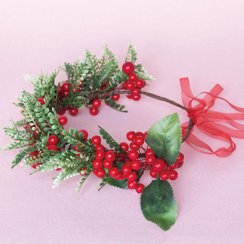 Artificial Red Holly Berry Christmas Decor Wire Bundle Garland Wreath Adjustabl`
