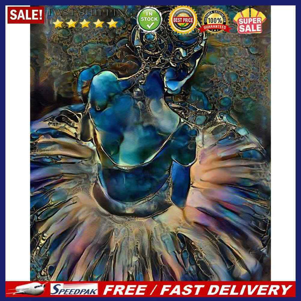 Hand Painted Blue Girl Acrylic Drawing Coloring Picture DIY Oil Paint by Numb