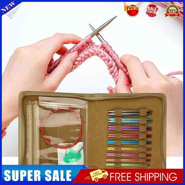 9 Pairs Sweater Weaving Ring Needles Set Aluminum Alloy Crochet Hook Crafts Tool