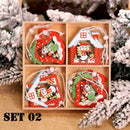 12Pcs Christmas Snowflakes Wooden Pendants Xmas Tree Hanging Ornament Decoration