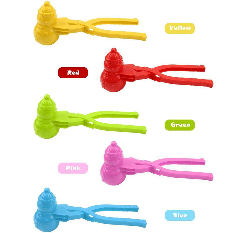 Snowball Maker Tool Snowman Shape DIY Snow Ball Tongs with Handle (Yellow)