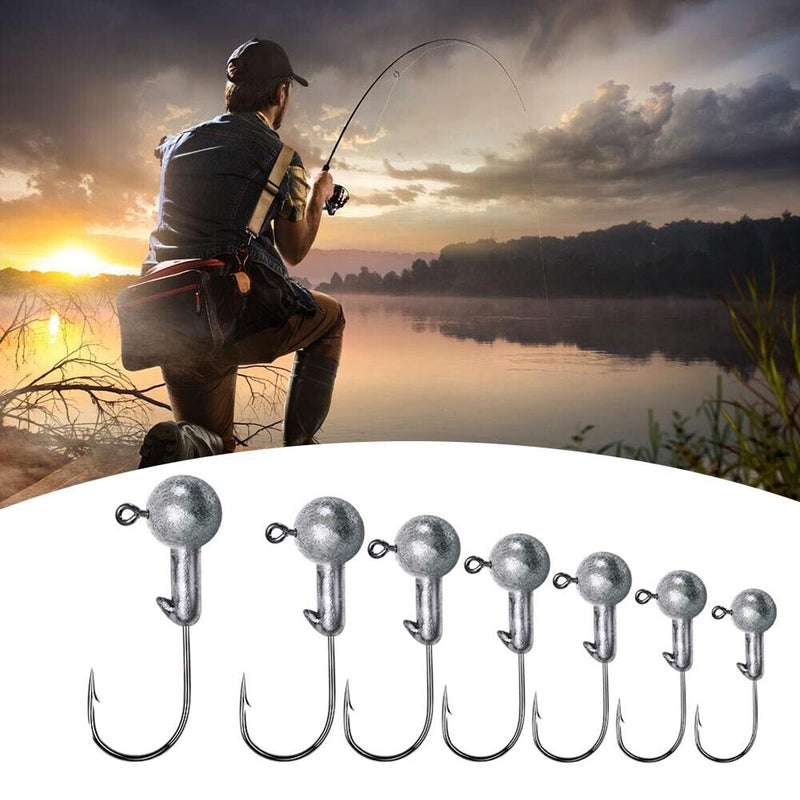 10x Crank Round Ball Head Hook Jig Bait Soft Worm for Perch Fishing (3.5g) Newly