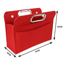 Women Felt Metal Handle Bag Solid Color Multi-pocket Cosmetic Bag (Red)