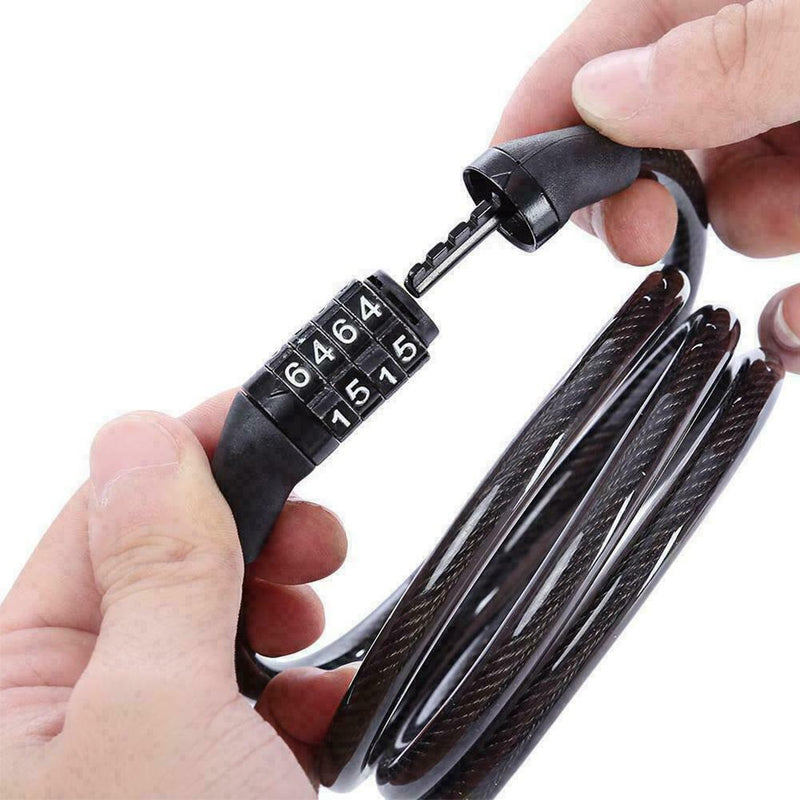 Cycling Security 4-Digit Combination Password Bike Chain Lock Bicycle Cables E3J