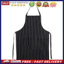 Waterproof Oilproof Stripe Bib Apron with 2 Pockets Chef Cook Tool