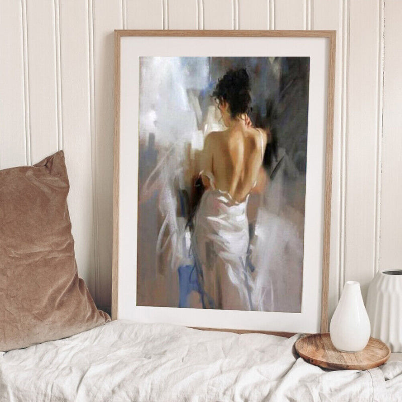Hand Painted Oil Paint by Numbers DIY Beauty Back Drawing Wall Decoration Gift