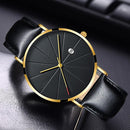 Fashion Ultra-thin Men Leather Strap Business Casual Quartz Wristwatch (D)