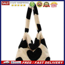 5pcs Retro Women Plush Leopard Love Shoulder Bag(Black Heart)
