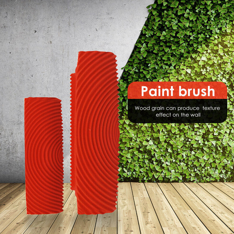 2pcs Rubber Imitation Wood Grain Paint Texture Roller Brush Wall Painting Sets