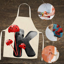 Mushroom K Printed Linen Apron Waterproof Kitchen Cooking Bibs (68X55CM)
