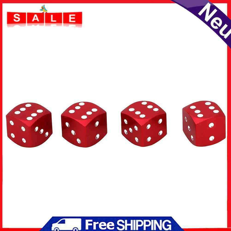 4pcs Dice Style Car Tire Wheel Tyre Caps Valve Stem Air Dust Covers Red Aluminum