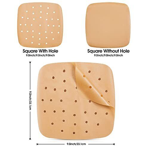 MFJUNS 200PCS Air Fryer Parchment Paper 9 Inch Square Air Fryer Liner Filter ...