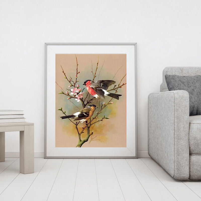 Oil Paint By Numbers DIY Bird and Flower Digital Painting Wall Art Handicra