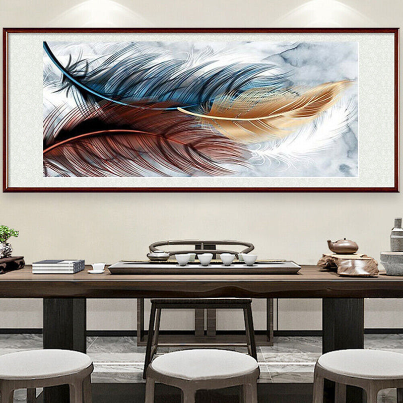 5D Diamond Painting Feather Full Round Mosaic Picture DIY Home Decor 80x40cm