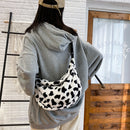 Cow Printed Plush Chest Bag Fashion Women Messenger Shoulder Pack Phone Purse