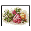 14CT Partial Cross Stitch Red Yellow Roses Counted DIY Home Decoration Gifts
