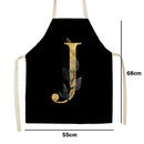 Golden J Print Apron Linen Waterproof Cooking Bibs Home Pinafore (68x55cm)