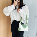 Fashion Women Flower Heart Printing Plush Shoulder Bag Tote Handbag (Green)