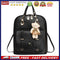 Women Student Preppy Style Cute Bear Pendant Bookbag Backpack(Black)
