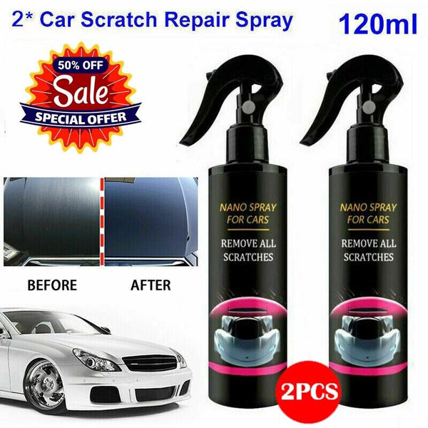 2PCS Nano Car Scratch Remover Spray w Towel Cloth Scratch Eraser Repair 120ml