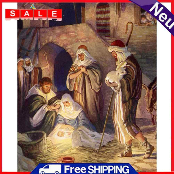Jesus Birth Oil Paint by Numbers Hand Painted Frameless Picture Home Ornament