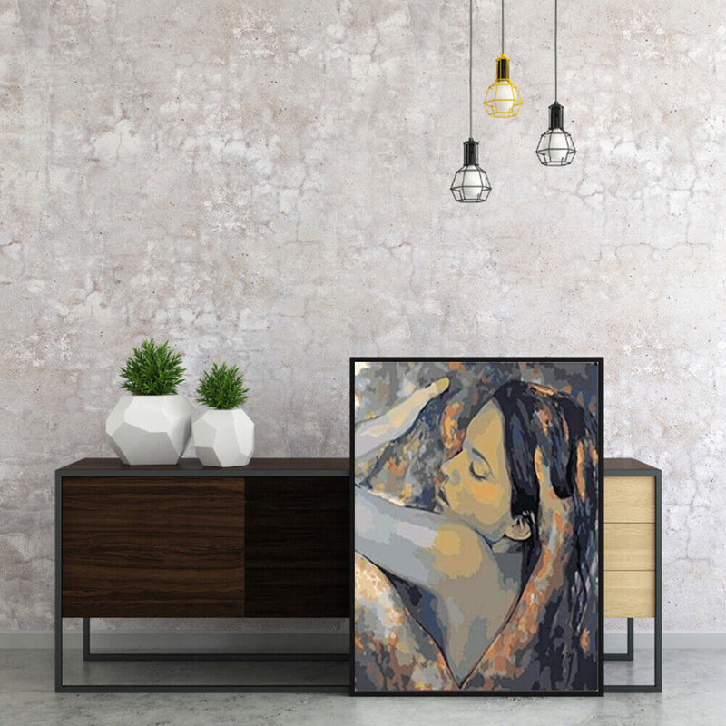 Frameless Oil Paint By Numbers Hugging Couple DIY Canvas Picture Craft Kit