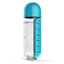 Portable Water Bottle with Pill Box Outdoor Container Medicine Cup (Blue) Newly