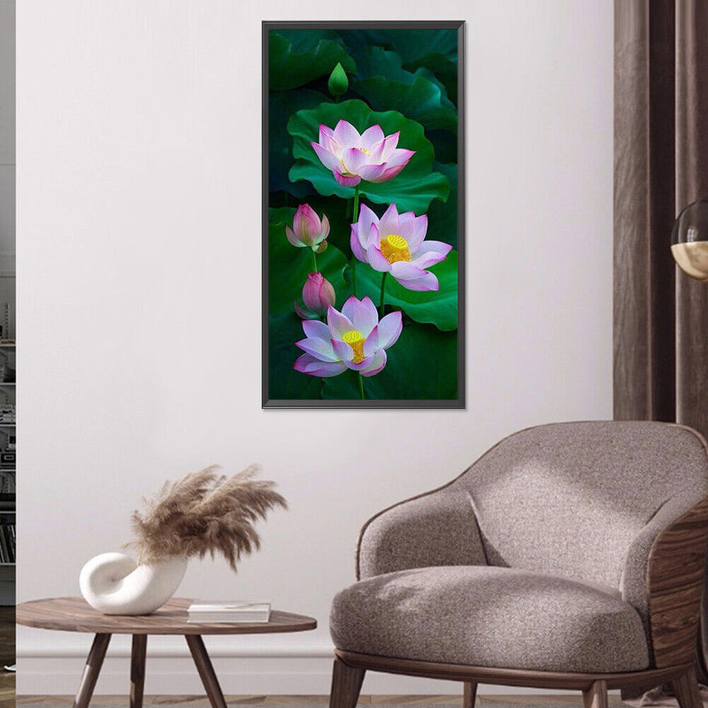 5D Diamond Painting Kit Blooming Lotus Full Round Drill DIY Craft Mosaic Picture