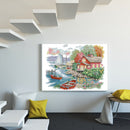 Partial Embroidery Scene 2-Beach 14CT Printed Fabric Cross Stitch Needlework