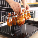 14 Slot Barbecue Chicken Wing Leg Rack BBQ Beef Rib Shelf Vertical Roaster