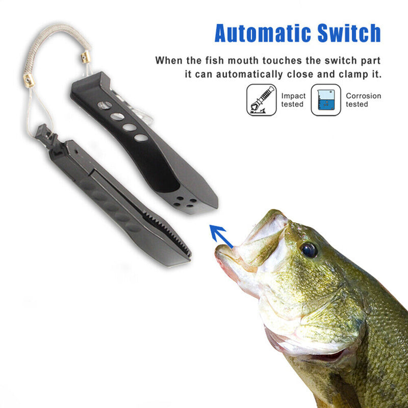 Fishing Tongs Gripper Portable Fishing Clip Grabber with Lanyard (Black) Newly