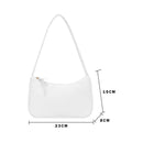 Soft PU Leather Women Underarm Bag Solid Color Casual Shoulder Bag (White)